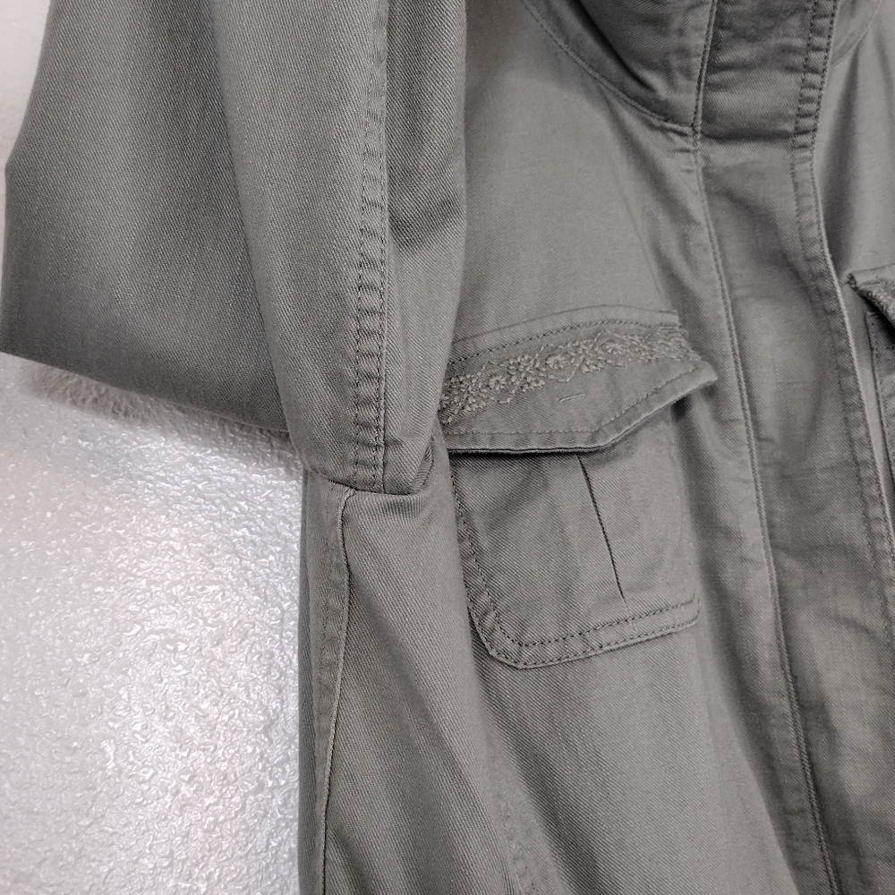 NWOT Talbots Embroidered Full Zipper Snap Button Long Sleeve Utility Jacket - Picture 8 of 16